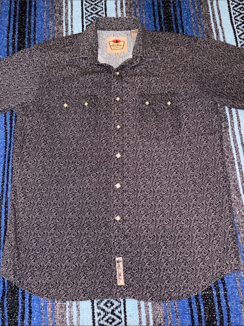 Larry Mahan Floral Pattern Pearl Snap Cowboy Shirt